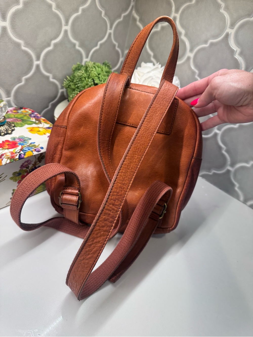 Madewell Lorimer Mini Backpack English Saddle Leather Bag - Picture 3 of 10